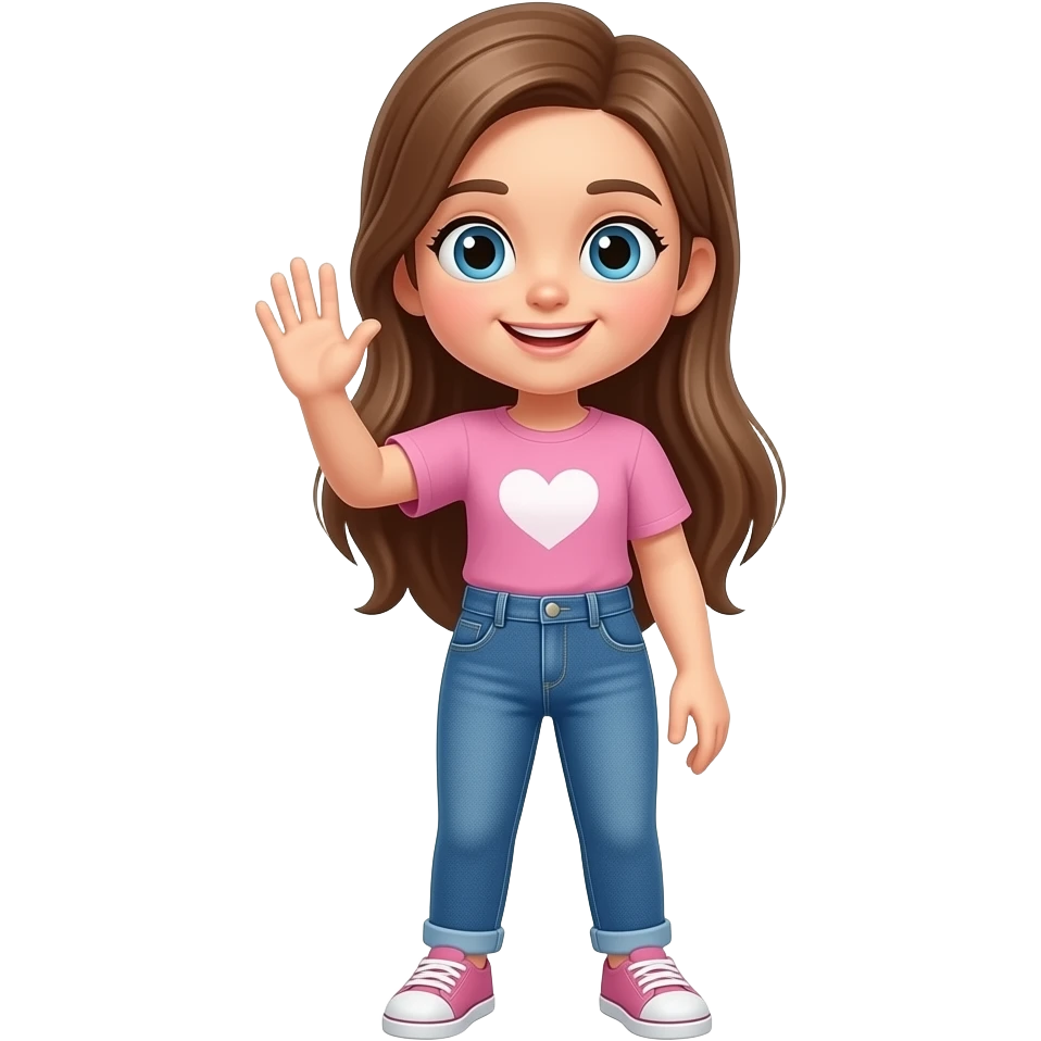 niña diciendo hola todo cuerpo emoji