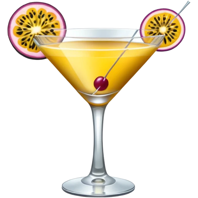 pornstar martini. the passion fruit slice should be on top of the liquid. not on the rim emoji
