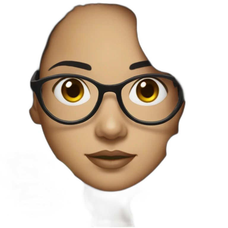 Woman with black hair and strokes of white in hair and turtle glasses emoji