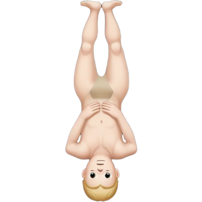 a white person with their body turned upside down on a black background emoji