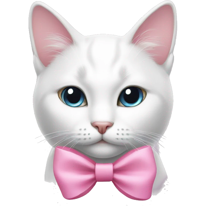 white cat with a pink bow emoji