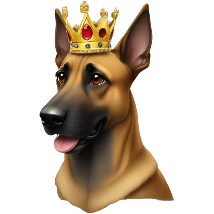 A malinois dark and Grey color with a crown on his head emoji