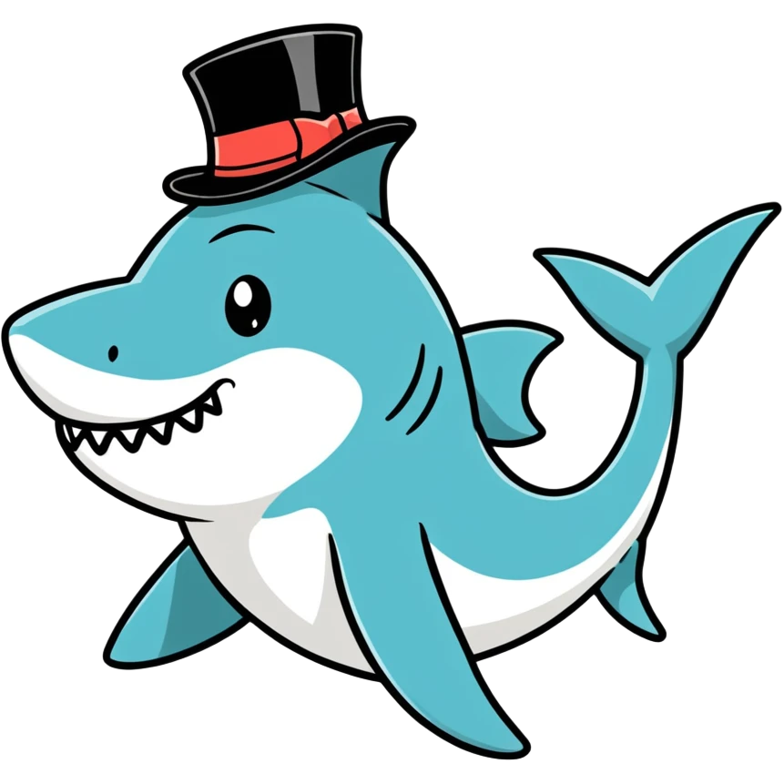 Shark with a top hat emoji