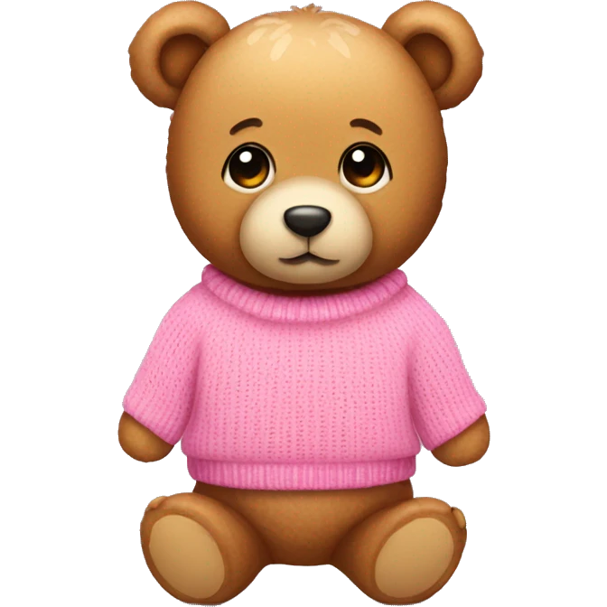 Cute teddy bear wearing a pink sweater and a bow on its ear emoji