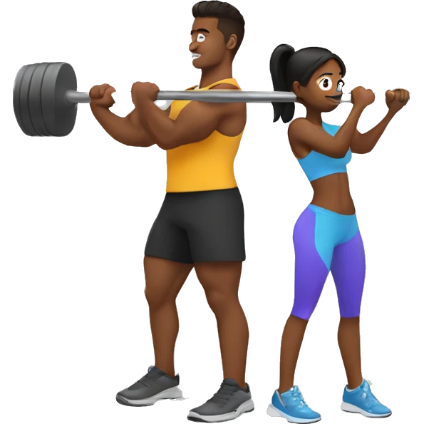 barbell squats with a girl emoji
