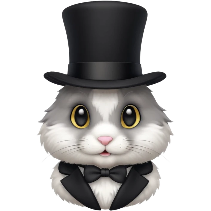 Make a bunny with a top hat emoji