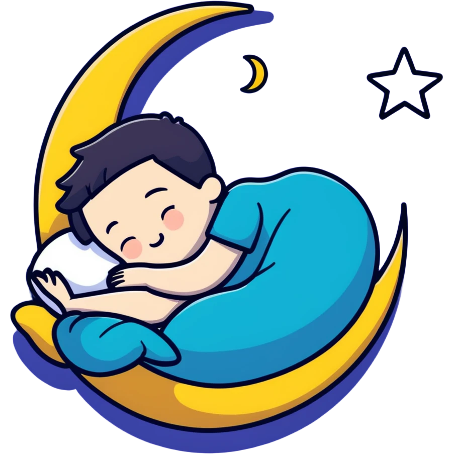boy sleeping with ZZZ symbols floating above him with stars and crescent moon emoji