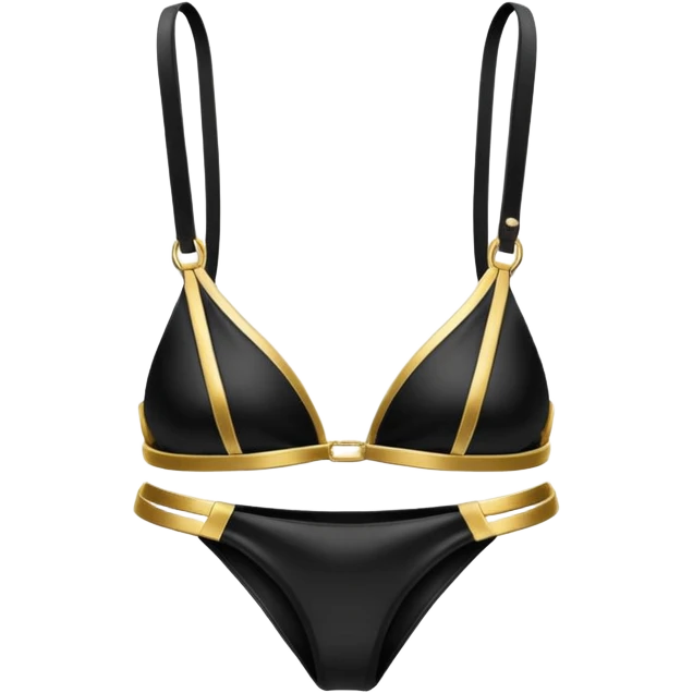micro slingshot bikini, minimal coverage, black and gold colors emoji