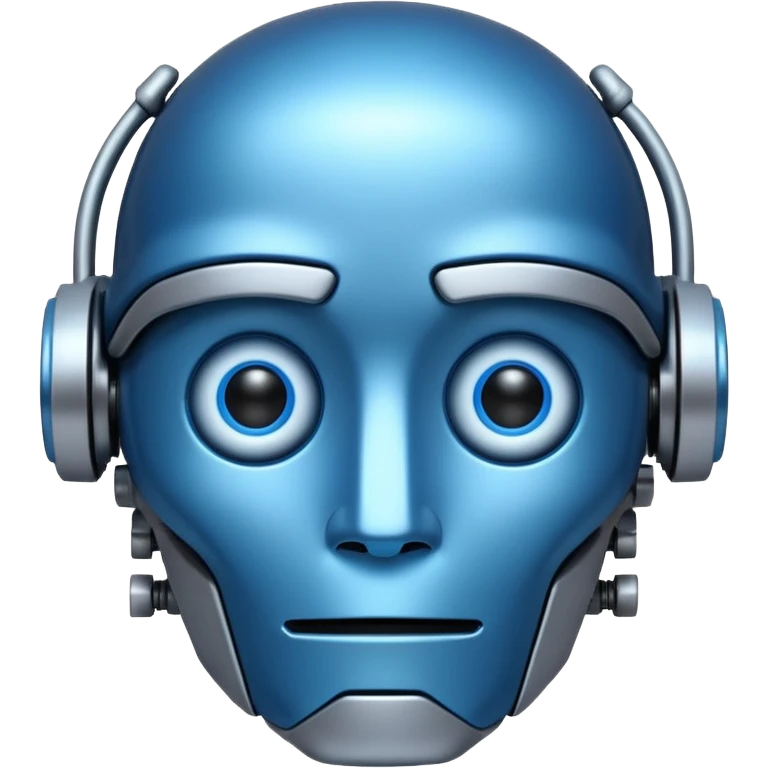 emoji representing artificial intelligence, robot face, digital elements emoji