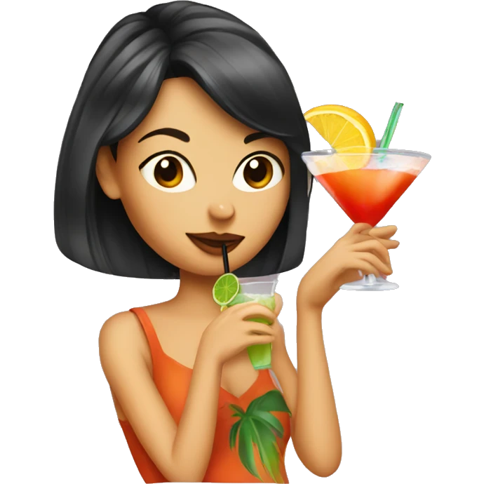 Girl drinking a cocktail looking pretty emoji