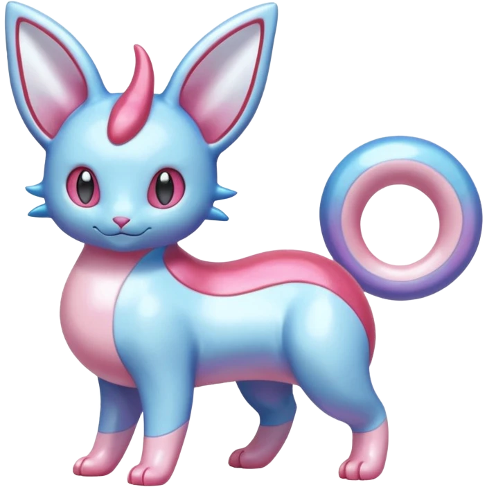 Shiny Pastel Translucent Sparkly Skitty-Milotic-Sylveon-Lumineon-Dragonair-Fakémon-hybrid-creature (full body)  emoji