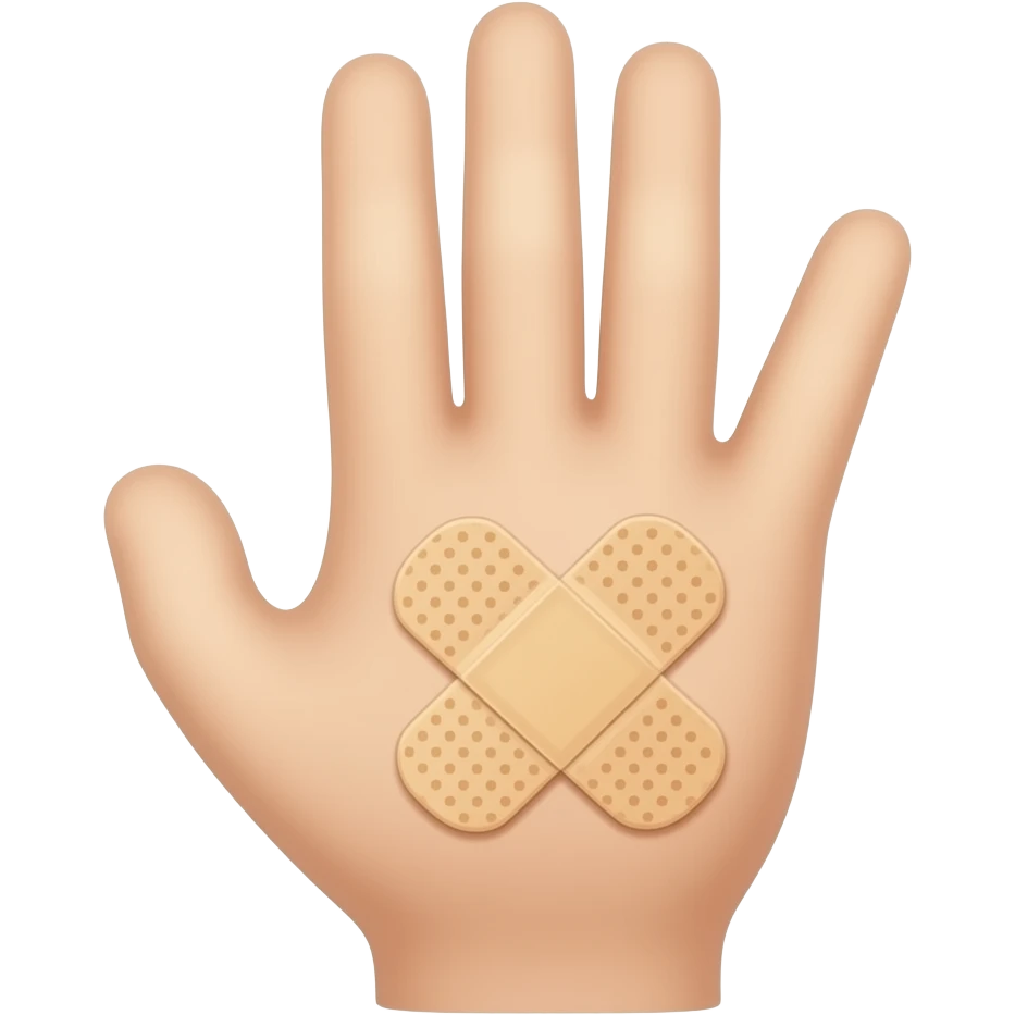 tiny bandaid in back of hand emoji