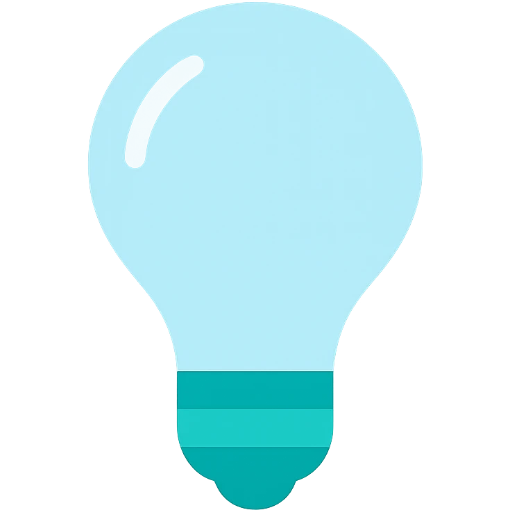 Light bulb icon,  flat emoji style, outline with blue and turquoise colors emoji