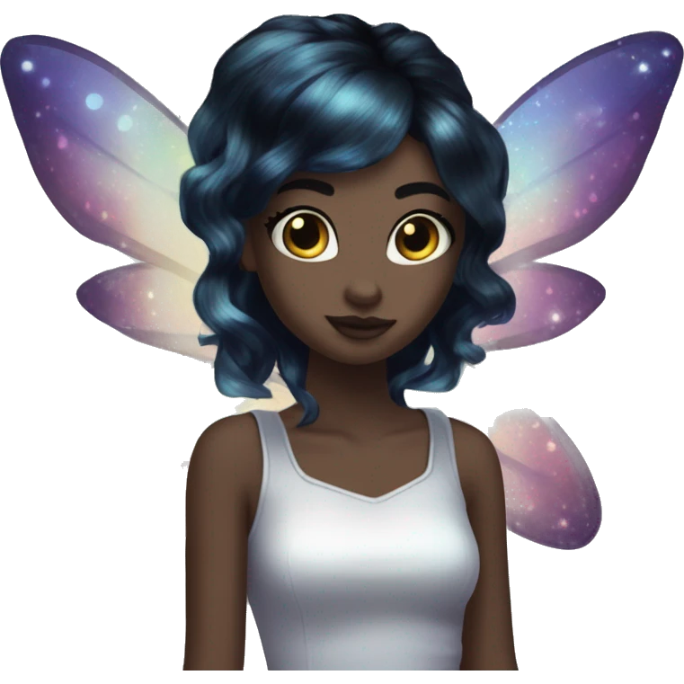 Iridescent fairy flying twinkle punk black hair dark makeup emoji