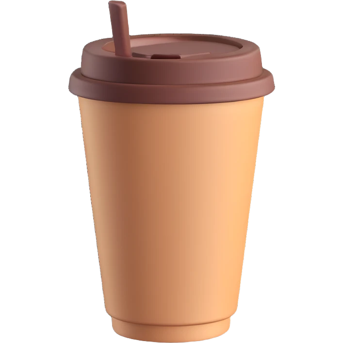 3d emoji style coffee to go cup, simple, rounded, with a lid, no text emoji
