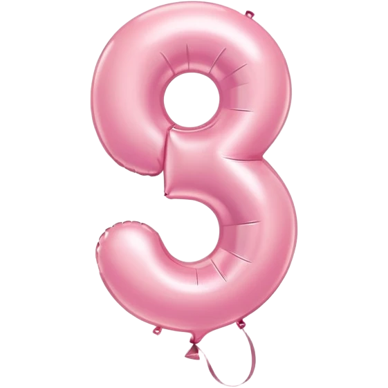 number 3 in pastel pink balloon emoji