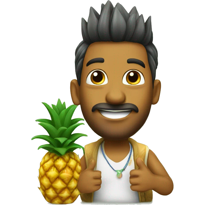 Pineapple with a indian guy saying good morning pineapple and the pinaple is saying good morning indian guy emoji