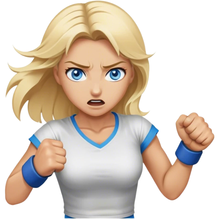 Blond woman with Blue eyes fighting in a brawl emoji