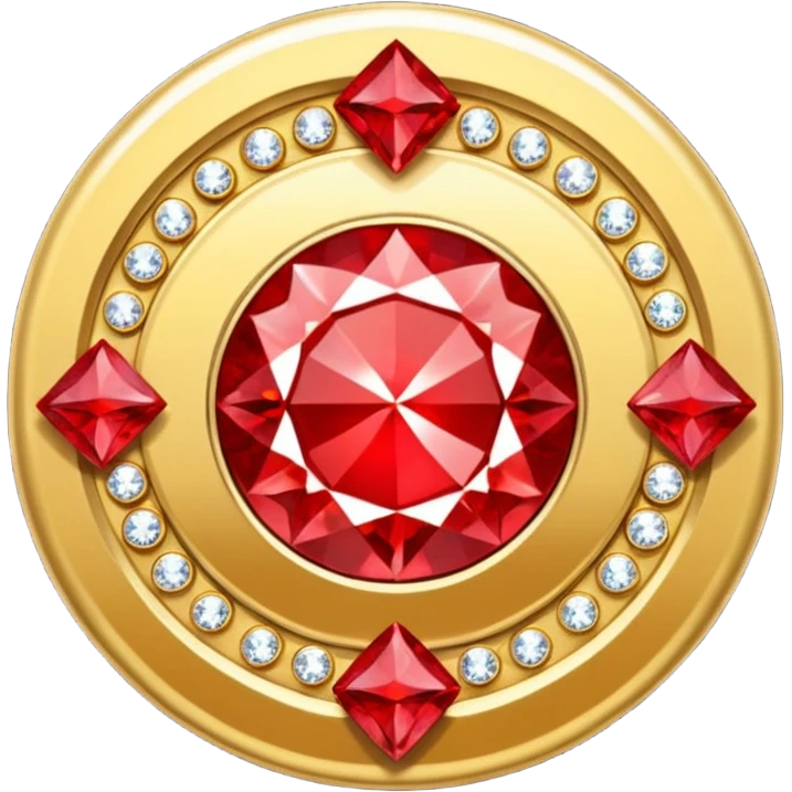 Make a round badge for a paid subscription out of gold with red diamonds and the number level 4. emoji