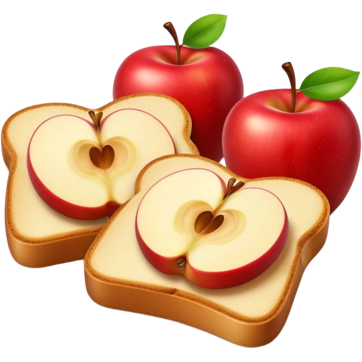 toast with apple slices on top, extra glossy apples emoji