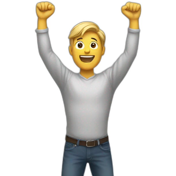 excited man with arms raised above head emoji