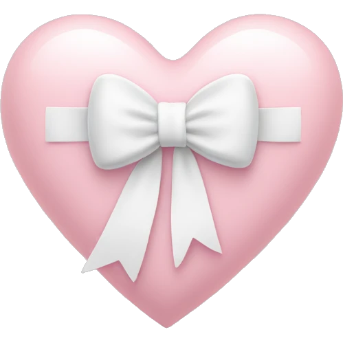 Pastel pink heart with white bow emoji