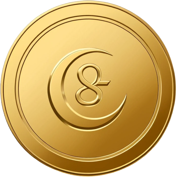 Minimal line-art icon of a coin with a small halal Arabic checkmark (حلال) symbol beside it, clean modern style, simple outlines, straight angle, no background, transparent, represents “halal income / halal money emoji