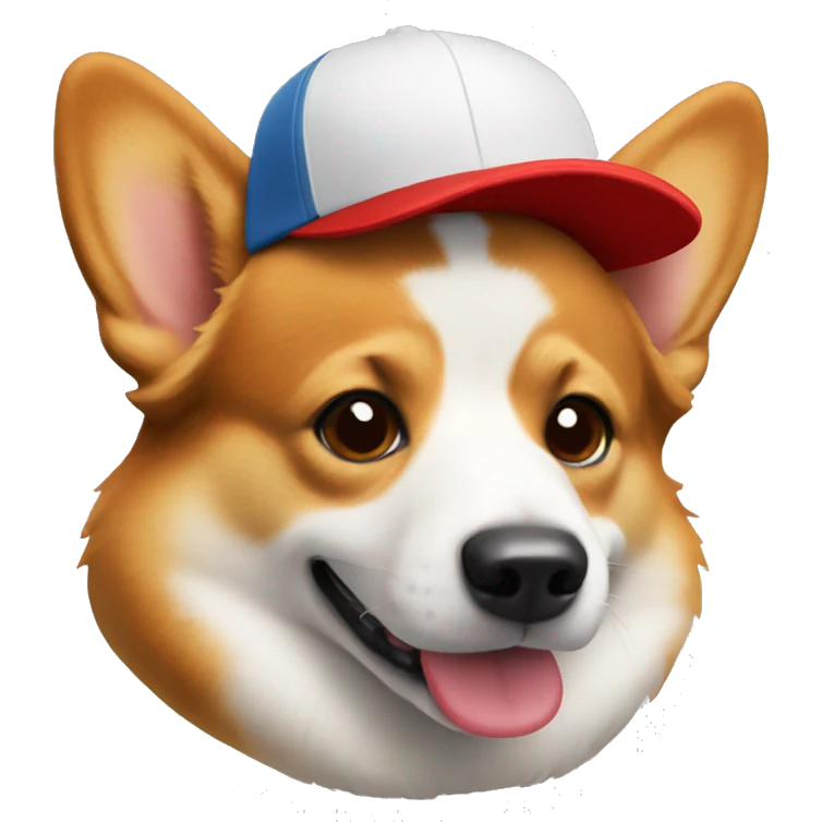 a corgi dog using red cap emoji
