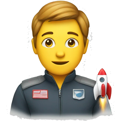 person whit a graphic is rocket off emoji
