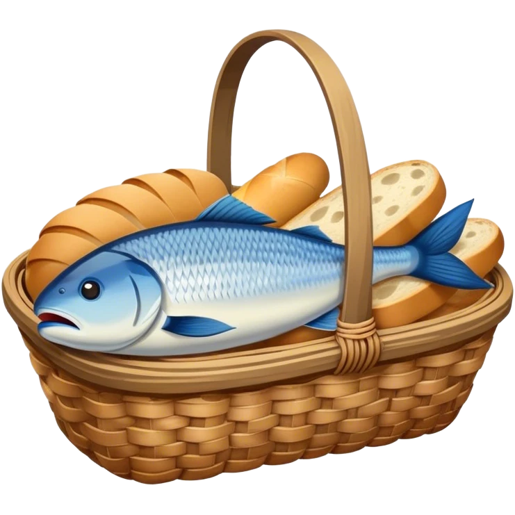 2 fish and 5 loaves in a basket emoji