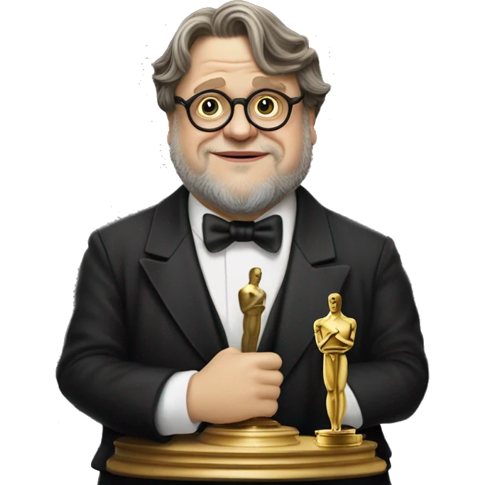 guillermo del toro sosteniendo el oscar emoji