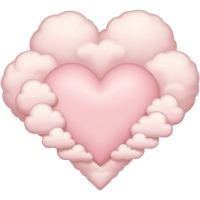 Heart of a cloud in soft pink, beige and yellow pastel light emoji