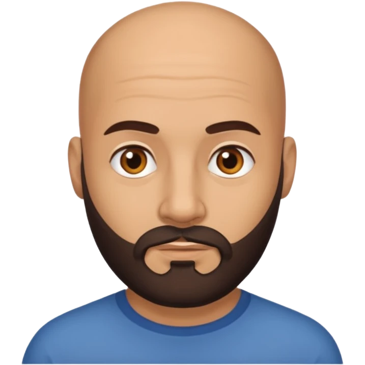 Dark brown beard bald man emoji