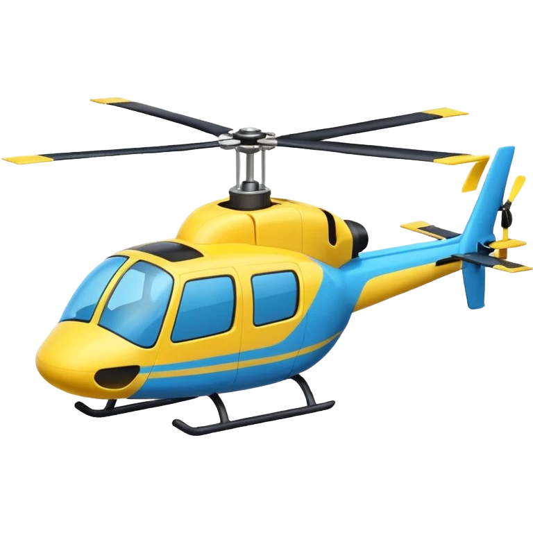 Cartoon-style helicopter, simple and colorful design, white background, emoji style emoji