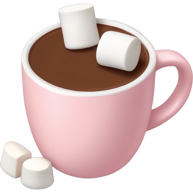 Light Pink mug of hot chocolate with marshmallows  emoji