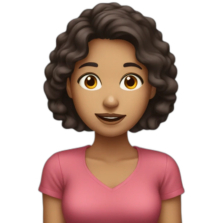 young woman dark hair brown eyes eating cookies emoji