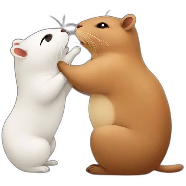 Capybara kissing cat emoji