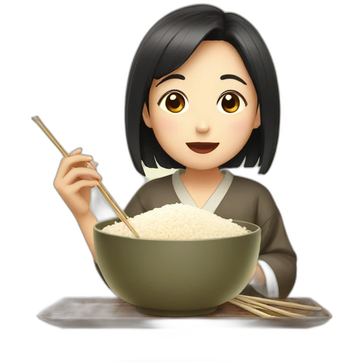 japanese girl eating rice emoji