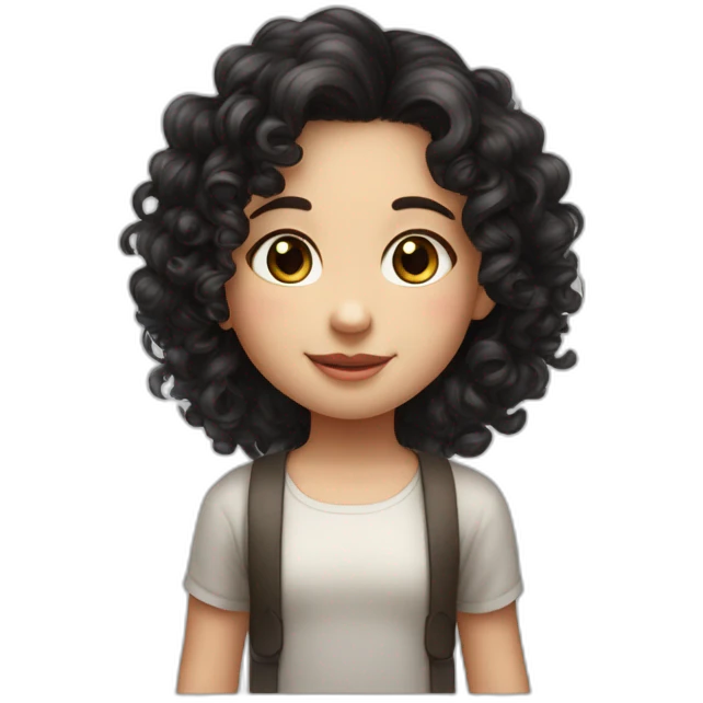 curly black haired white skined a little fat cute girl kid but the hairs ar gathered at the top emoji