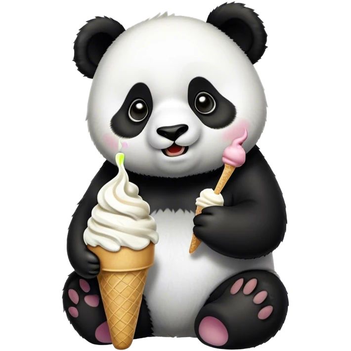 Panda eating ice cream emoji