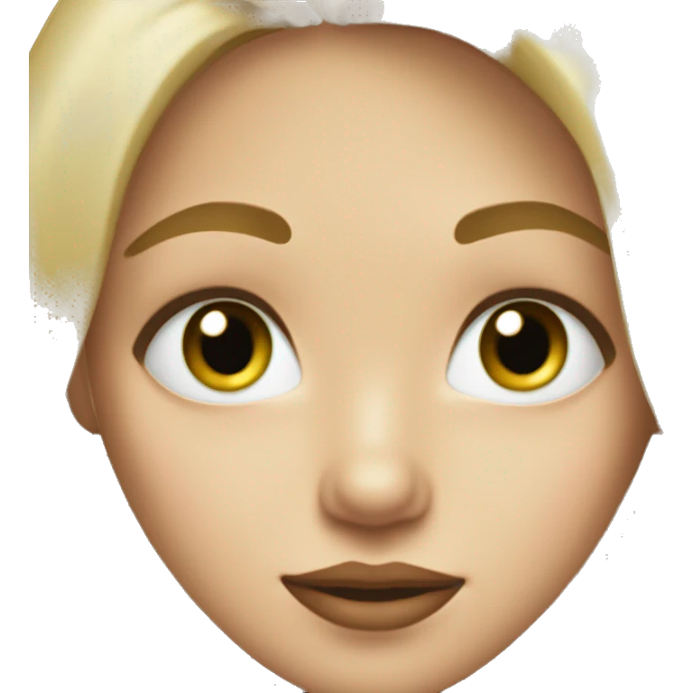 Dirty blonde girl with bluey-green eyes, and a slightly larger nose and larger lips emoji