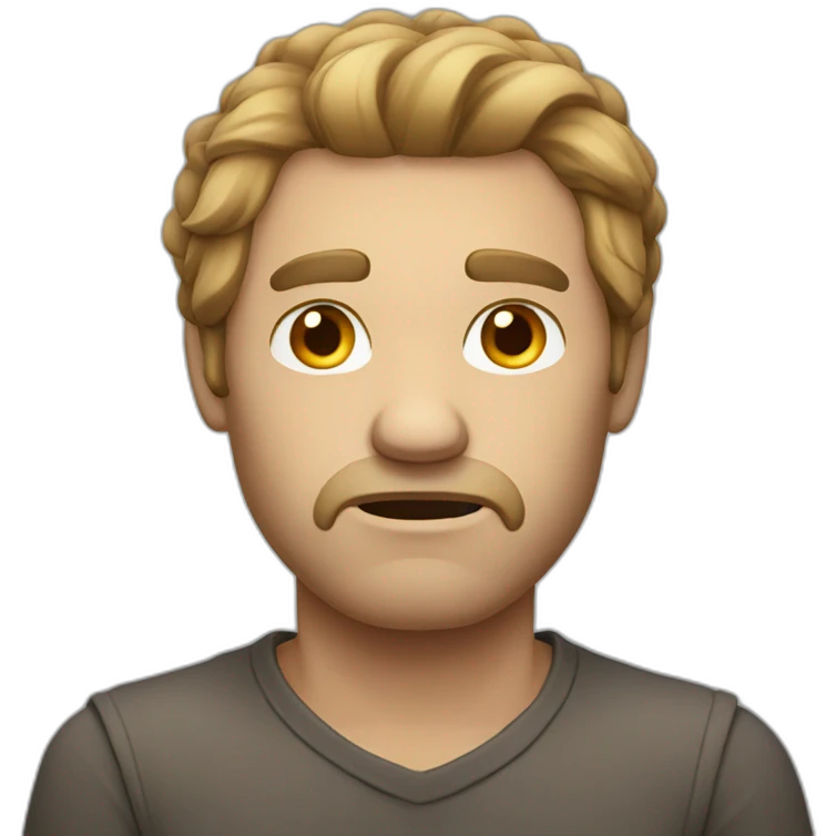 grumpy Man with long light brown hair without moustache emoji