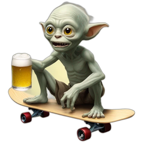 gollum holding beer on a skateboard emoji