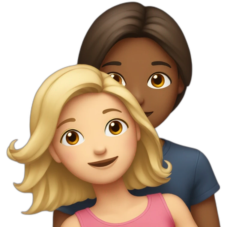 Fille brune qui fait un  calin à une autre fille blonde emoji