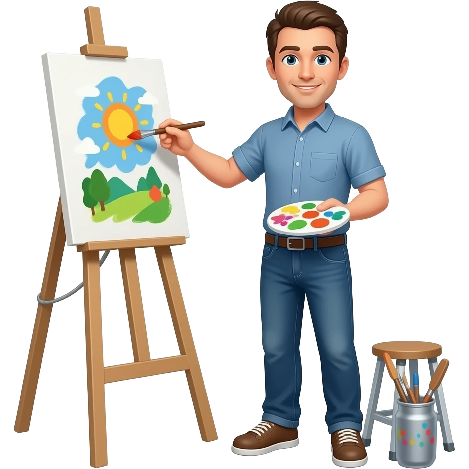 a man doing painting emoji