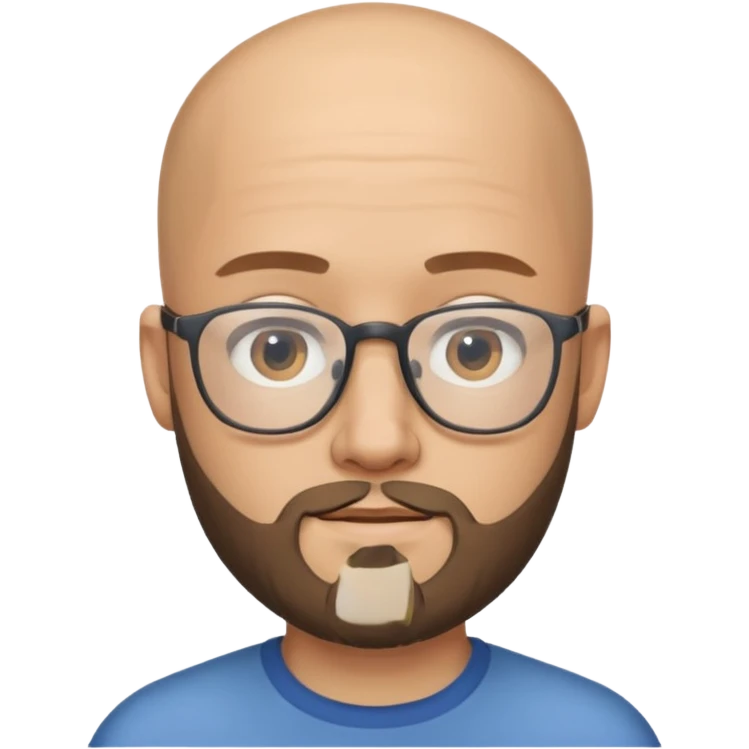 Quiero un emoji de un hombre pelado, con lentes y barba, pero que se vea joven emoji