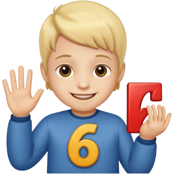 A Lil kid holding 6 7  emoji