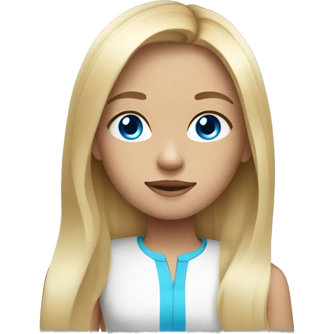 Young girl Blonde and straight hair with blue eyes emoji