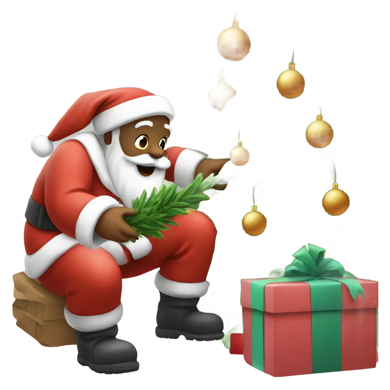 Santa putting up a Christmas tree ￼ emoji