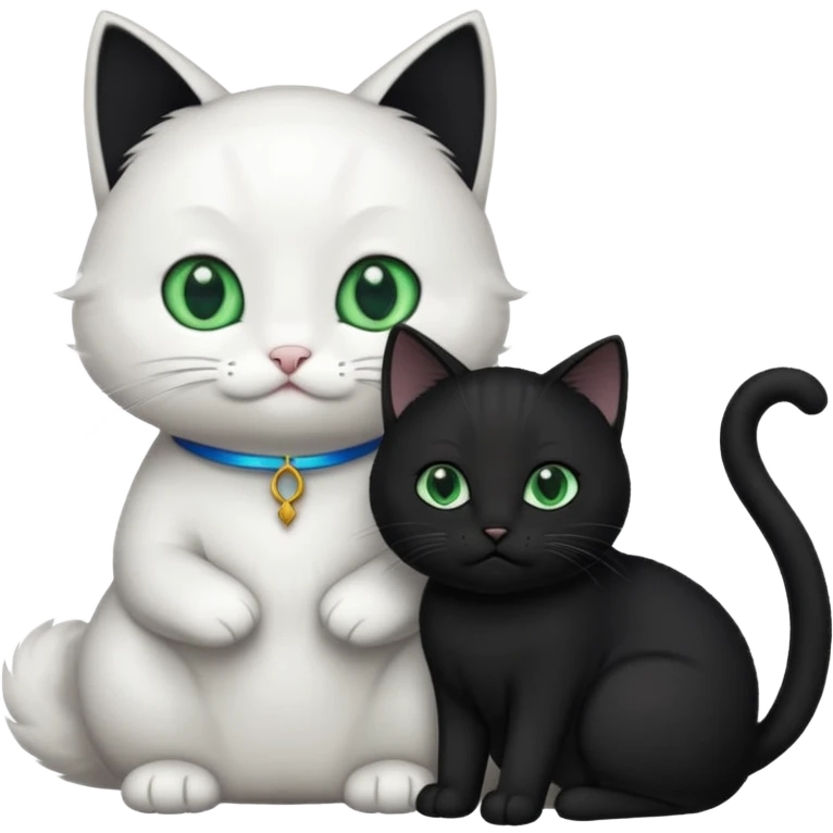 Black cat praying to white cat  emoji